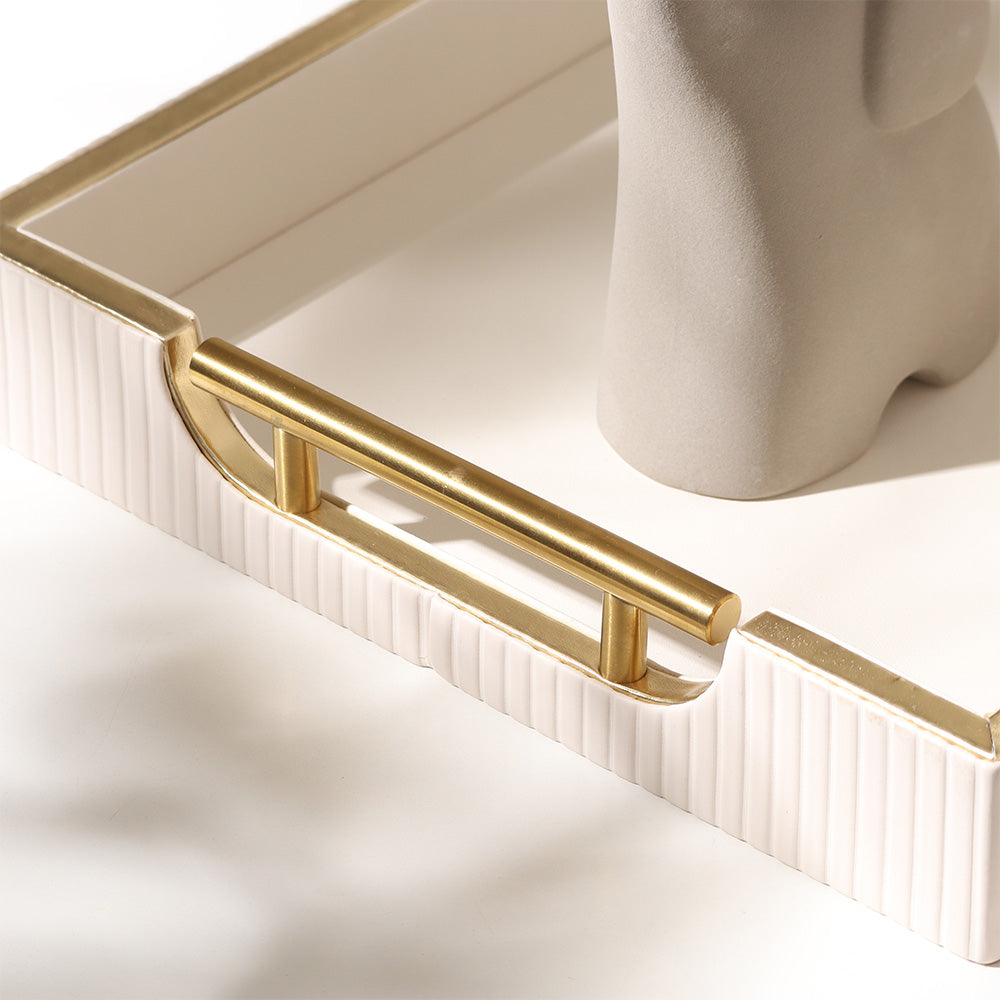 Alden Serving Tray - Ivory & Gold