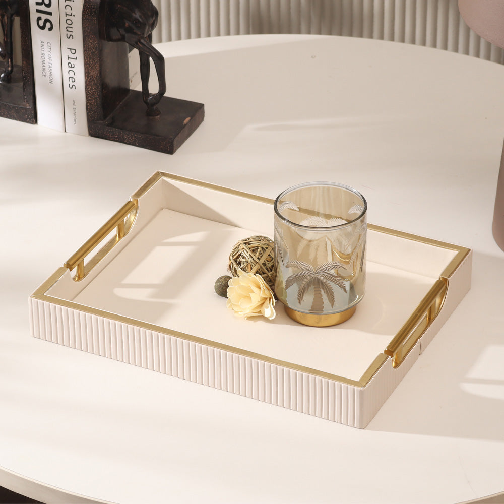 Alden Serving Tray - Ivory & Gold