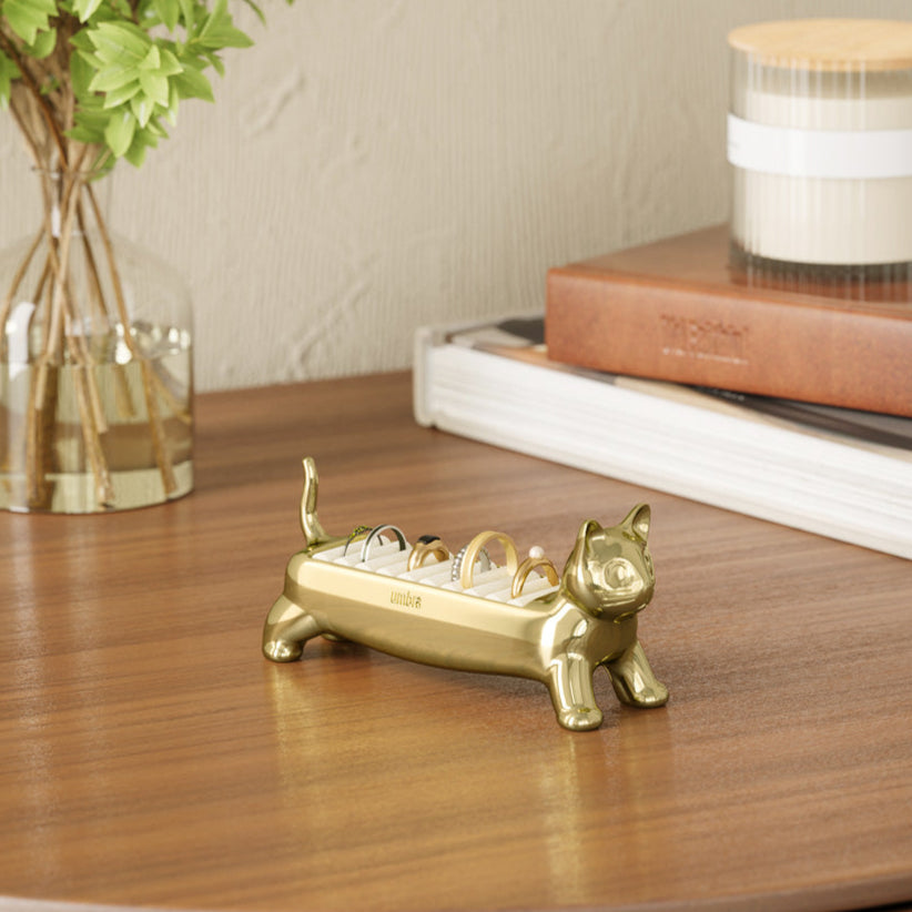 Ali Cat Ring Holder - Brass