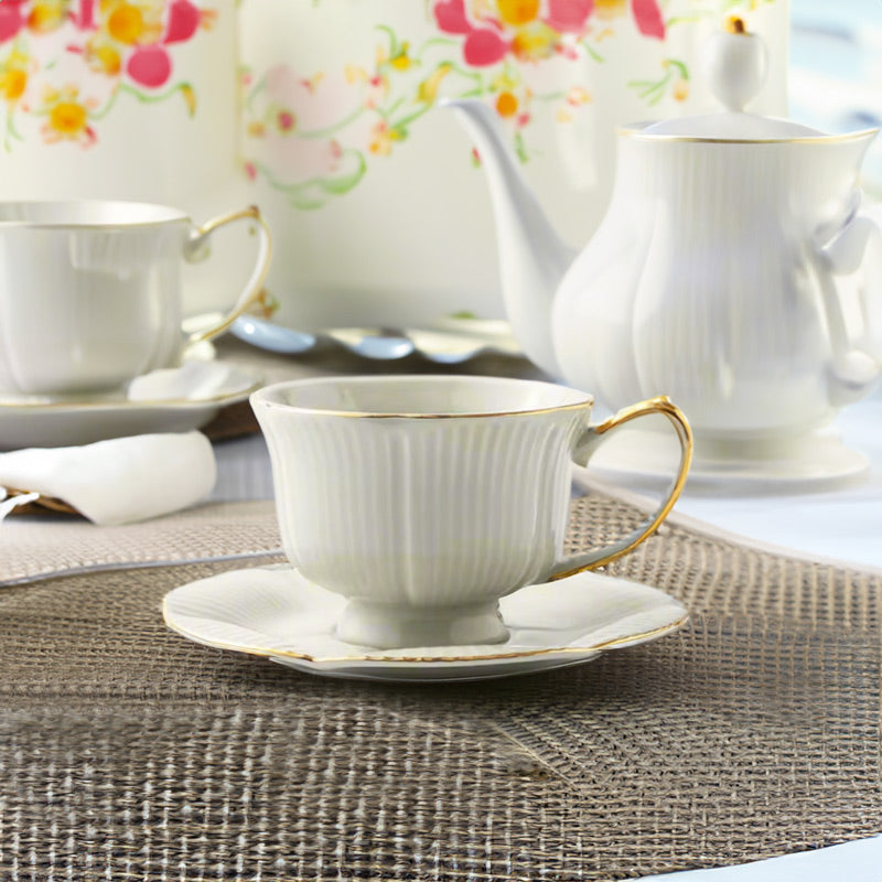 Allure Ceramic Cup With Saucer - Pistachio Green