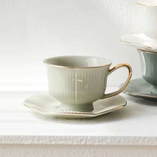 Allure Ceramic Cup With Saucer - Pistachio Green