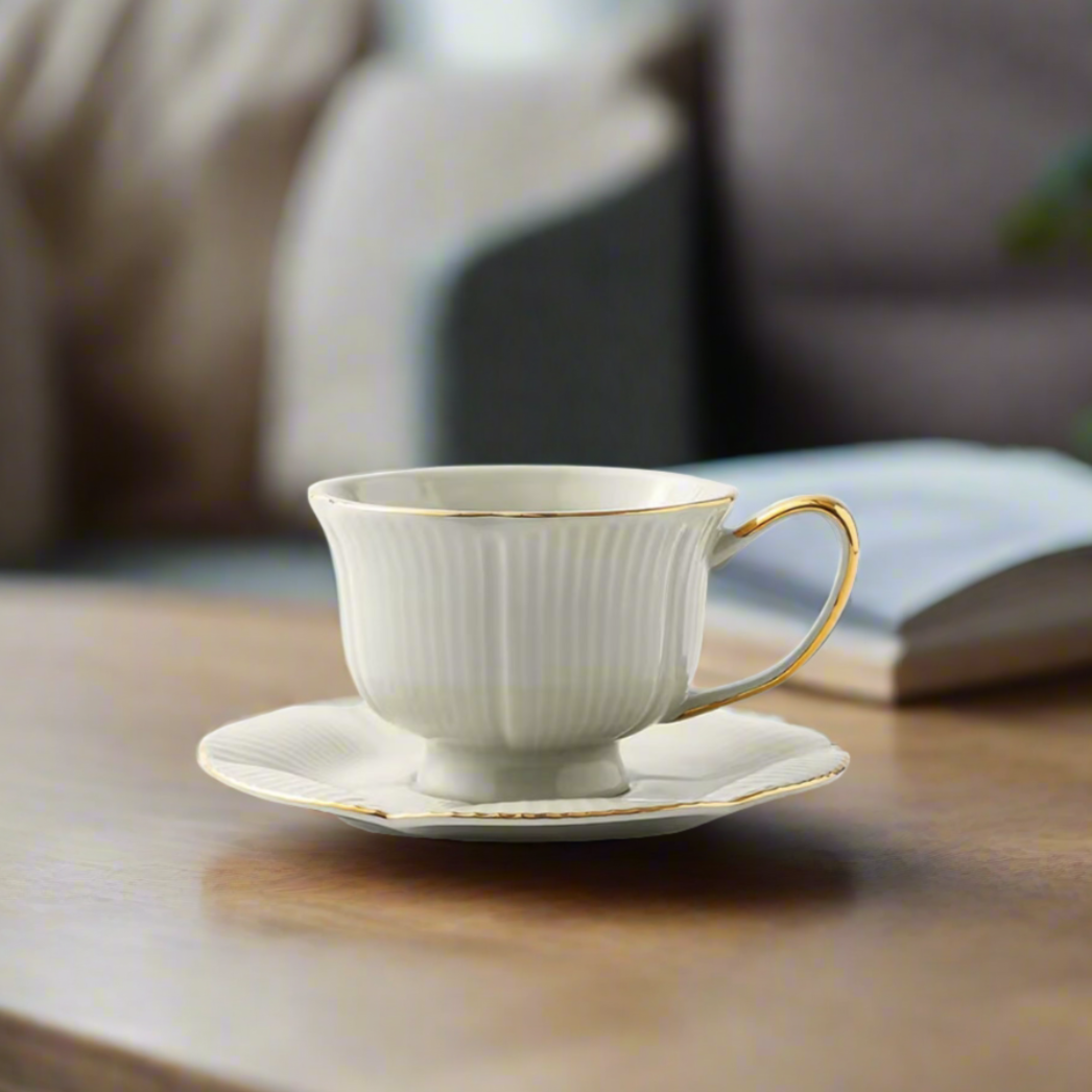 Allure Ceramic Cup With Saucer - Pistachio Green