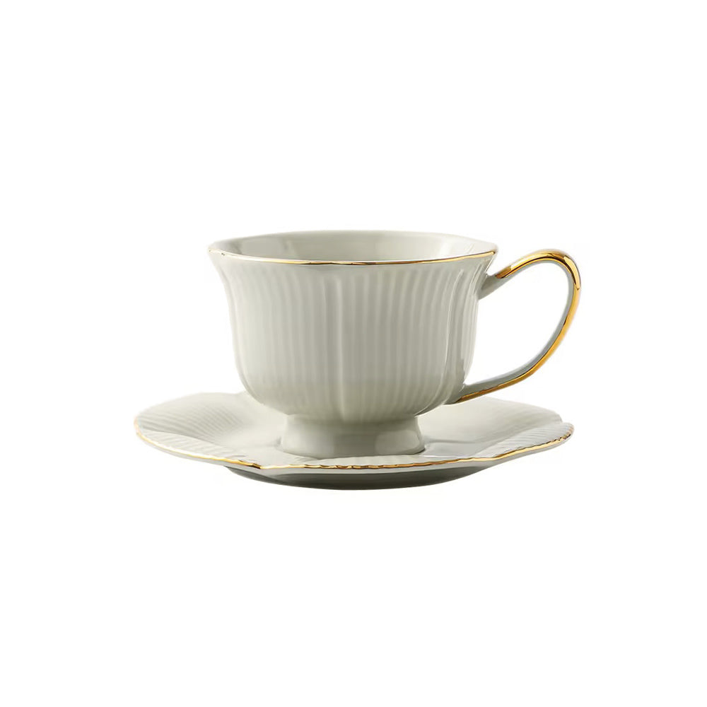 Allure Ceramic Cup With Saucer - Pistachio Green