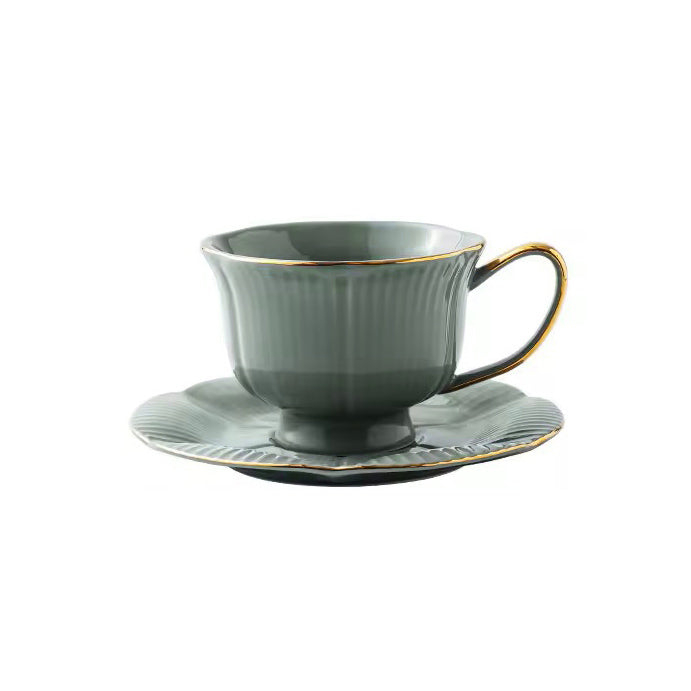 Allure Ceramic Cup With Saucer - Sage Green