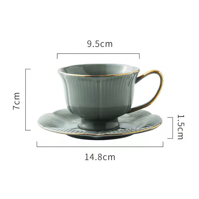 Allure Ceramic Cup With Saucer - Sage Green