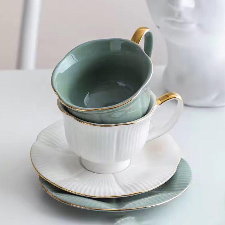 Allure Ceramic Cup With Saucer - Sage Green