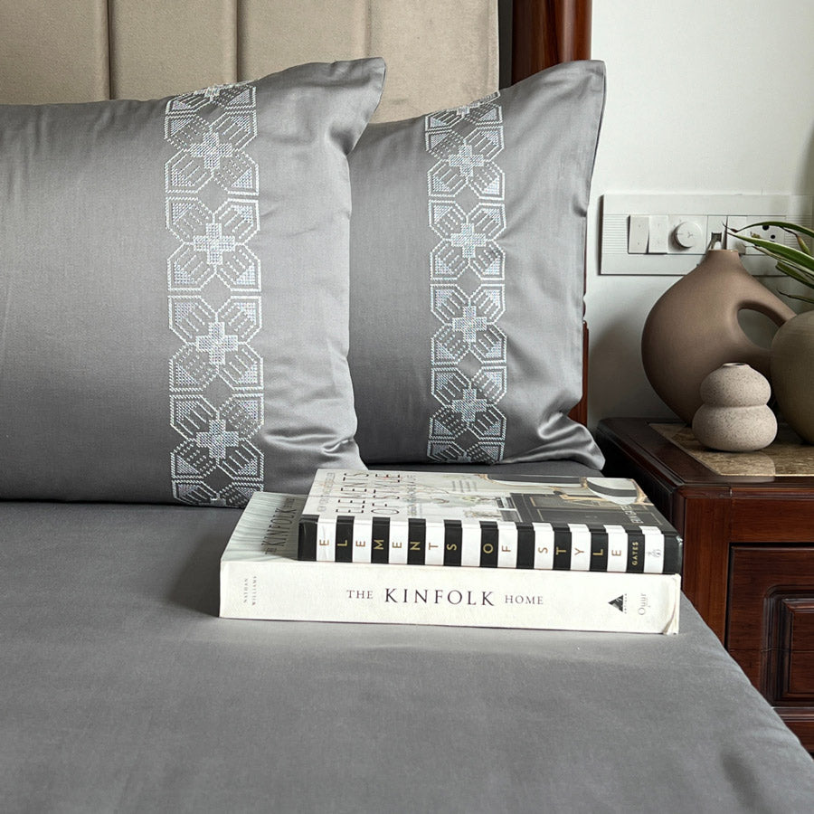 Allure Dreams Cotton Bedsheet Set - Slate