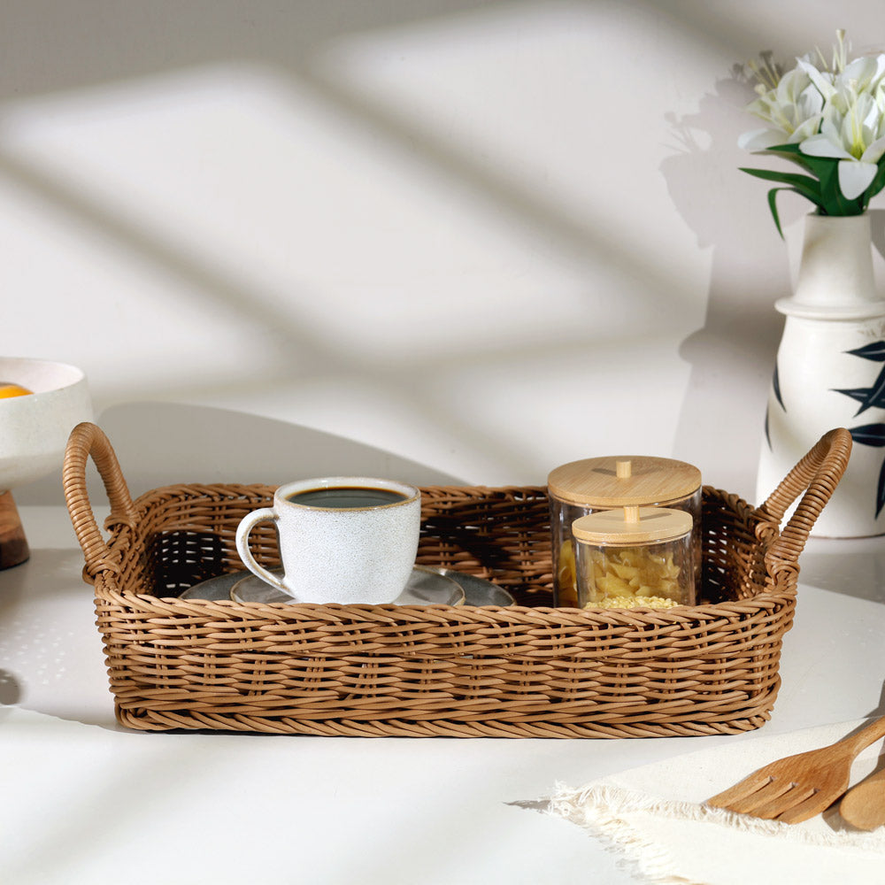 Alma Rectangular Basket with Handles Medium - Khaki