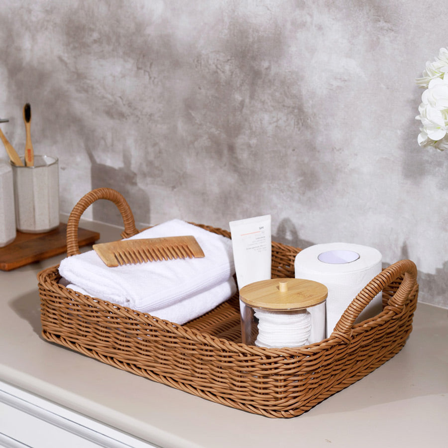 Alma Rectangular Basket with Handles Large - Khaki