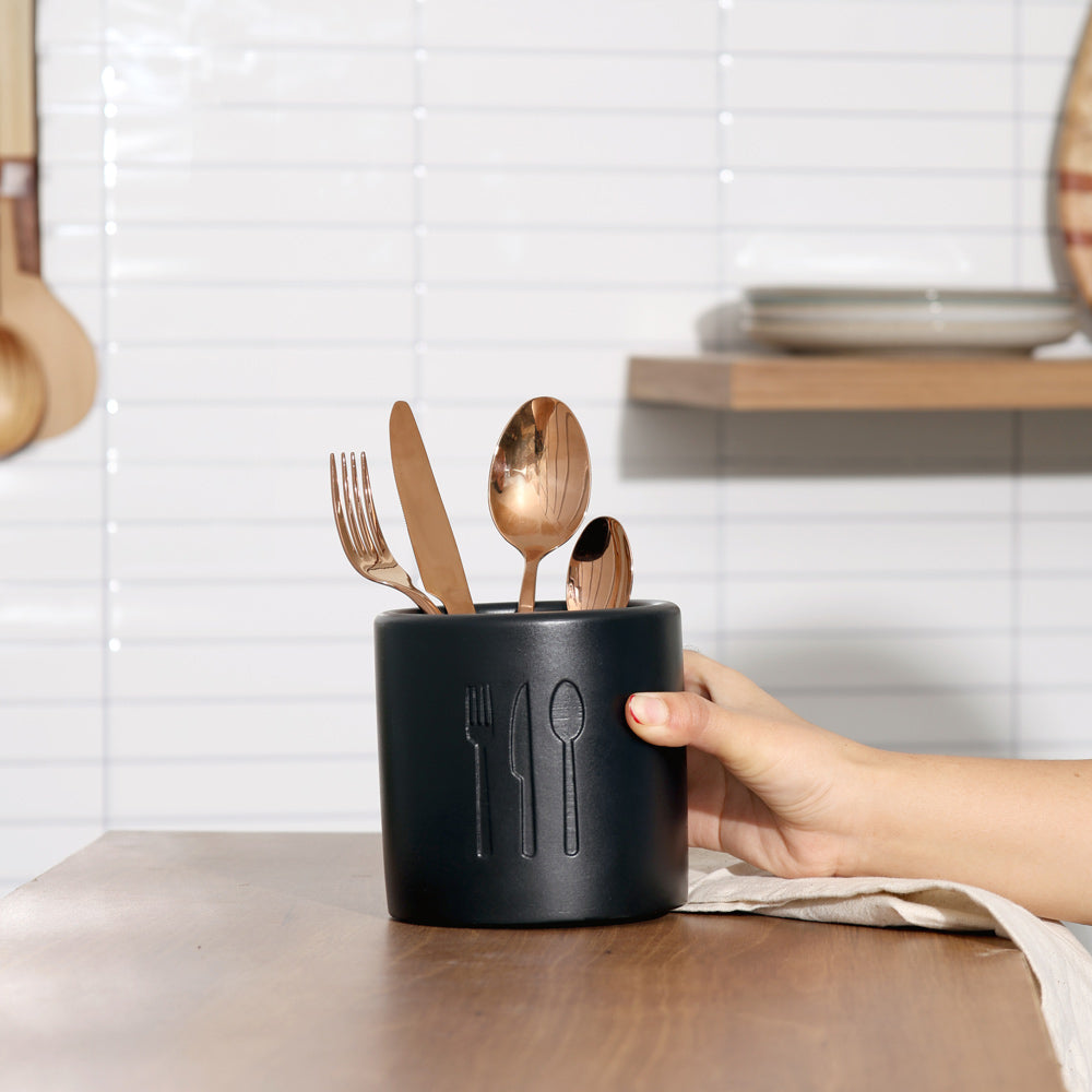Alora Concrete Cutlery Holder - Black