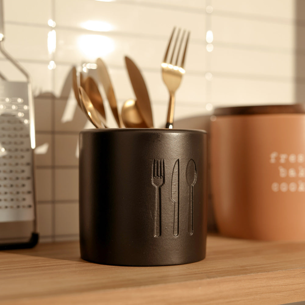 Alora Concrete Cutlery Holder - Black