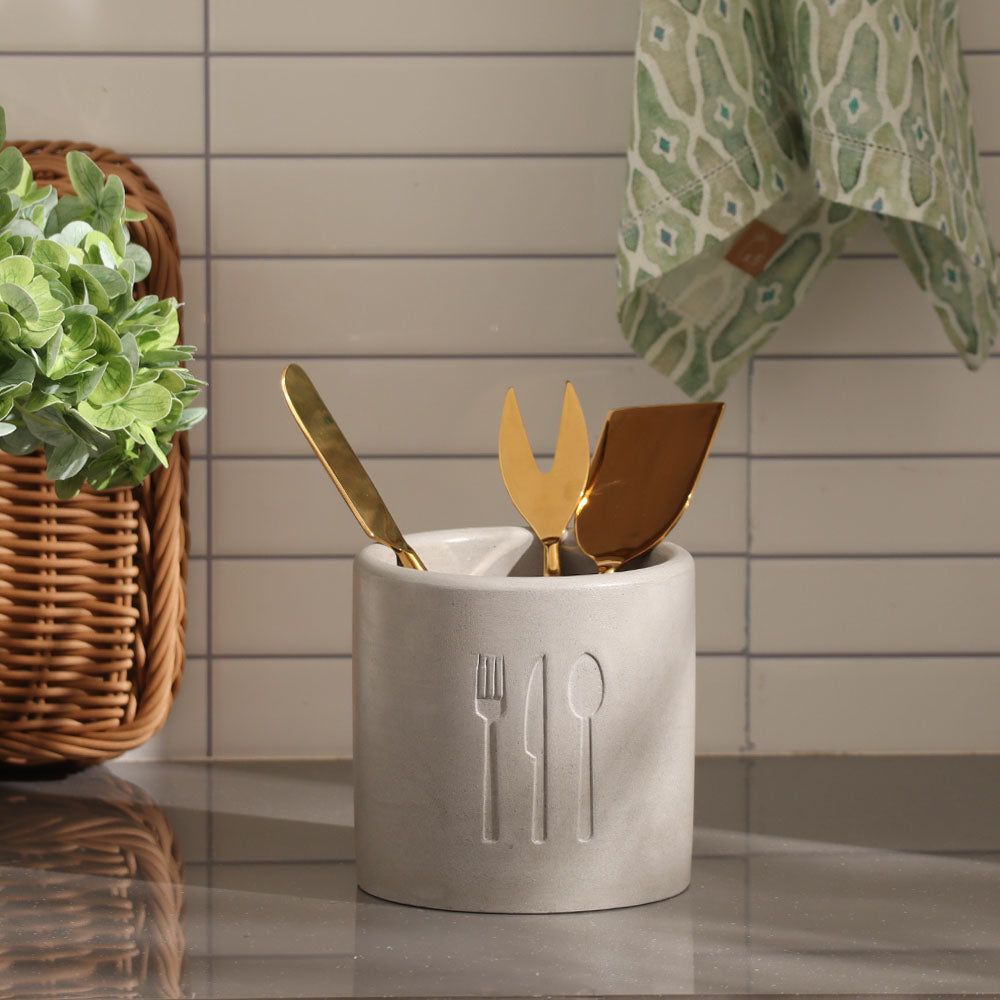 Alora Concrete Cutlery Holder - Dark Grey