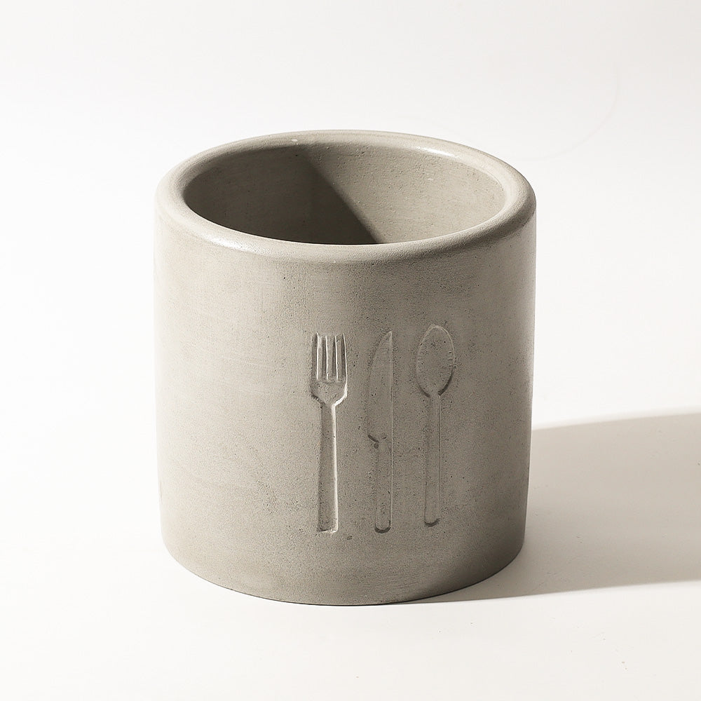 Alora Concrete Cutlery Holder - Dark Grey