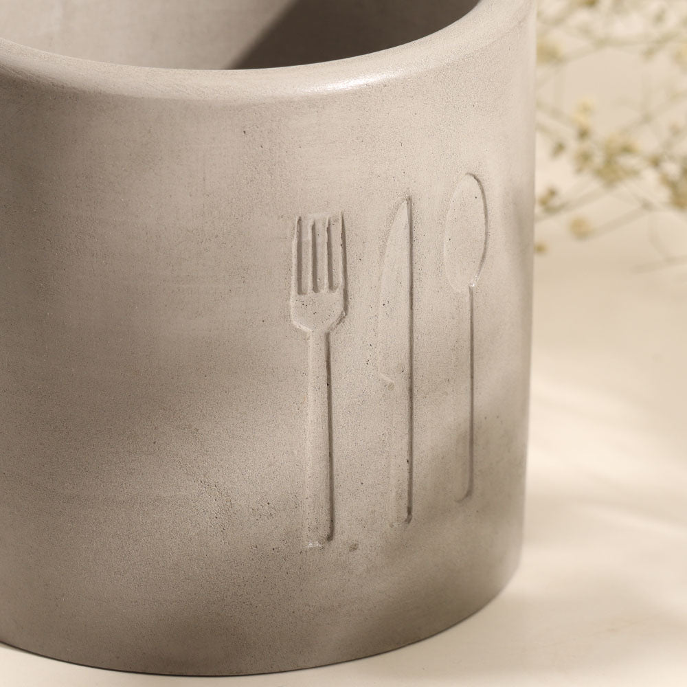Alora Concrete Cutlery Holder - Dark Grey
