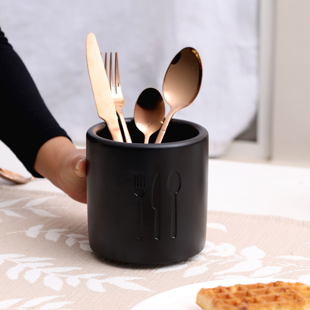 Alora Concrete Cutlery Holder - Black