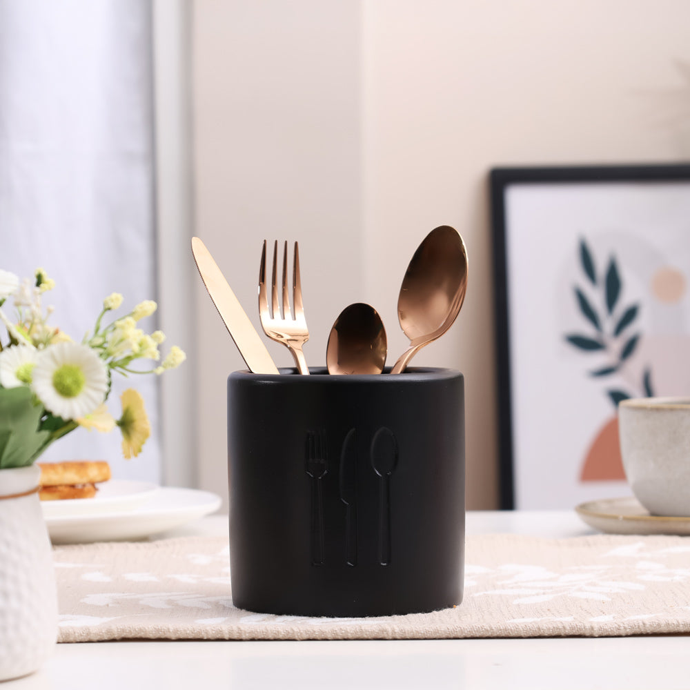 Alora Concrete Cutlery Holder - Black