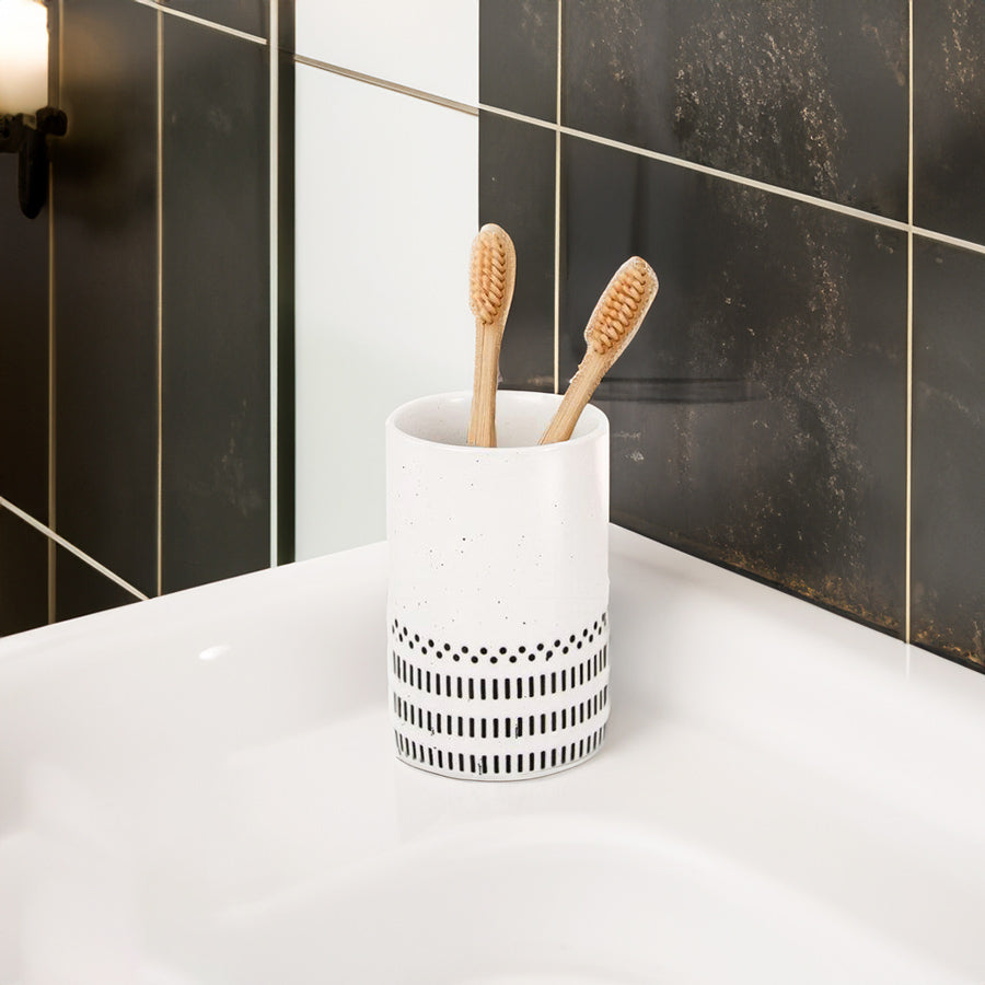 Alva Toothbrush Tumbler - Black & White