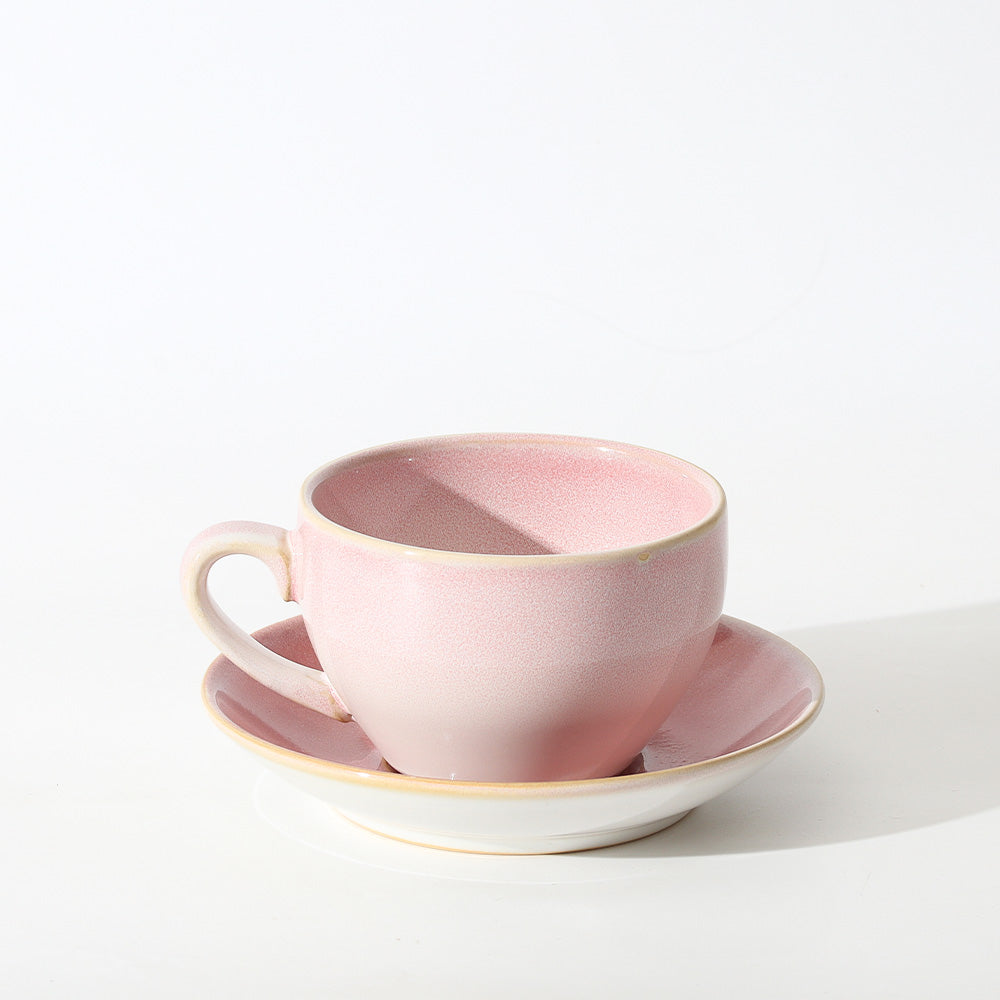 Amici Ceramic Cup and Saucer Set - Light Pink