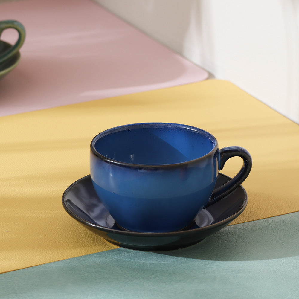 Amici Ceramic Cup and Saucer Set - Ocean Blue