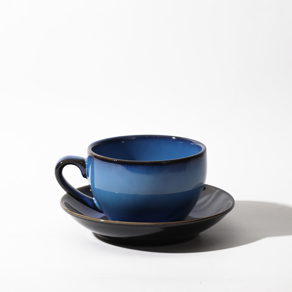 Amici Ceramic Cup and Saucer Set - Ocean Blue