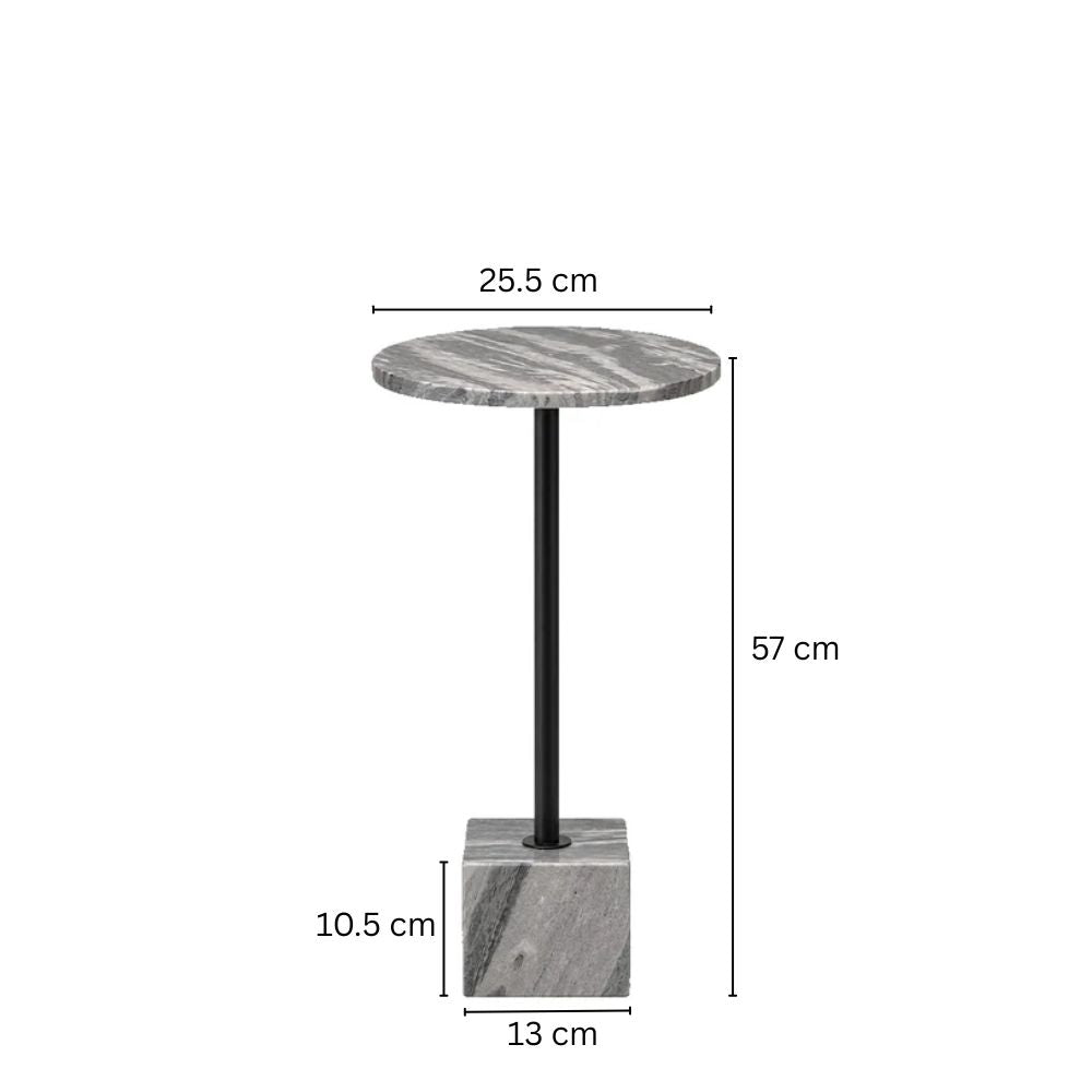 Amici Marble Pedestal Drink Table - Grey Black