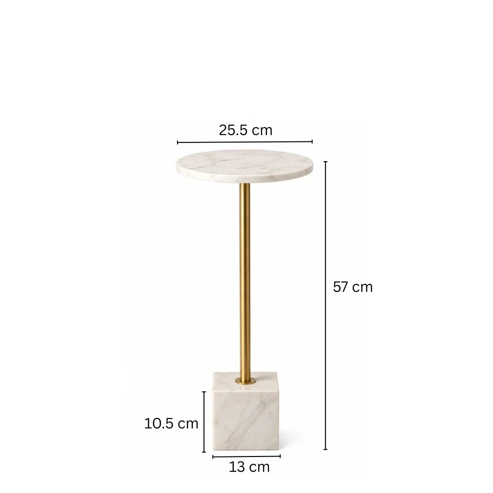 Amici Marble Pedestal Drink Table - White Gold