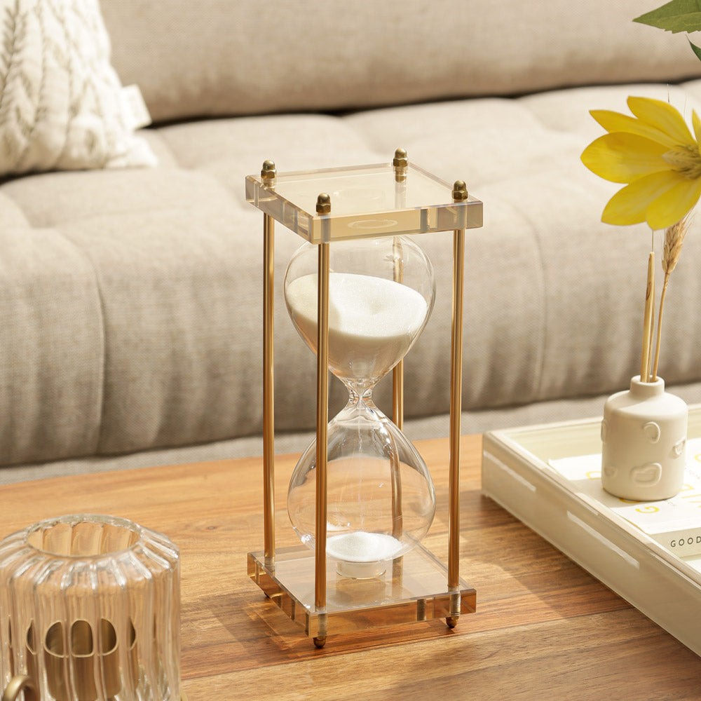 Amos Framed Hourglass Medium - Gold White