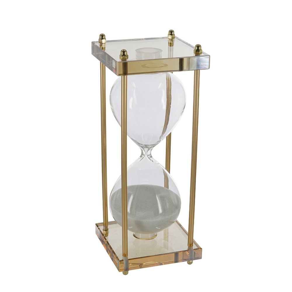 Amos Framed Hourglass Medium - Gold White