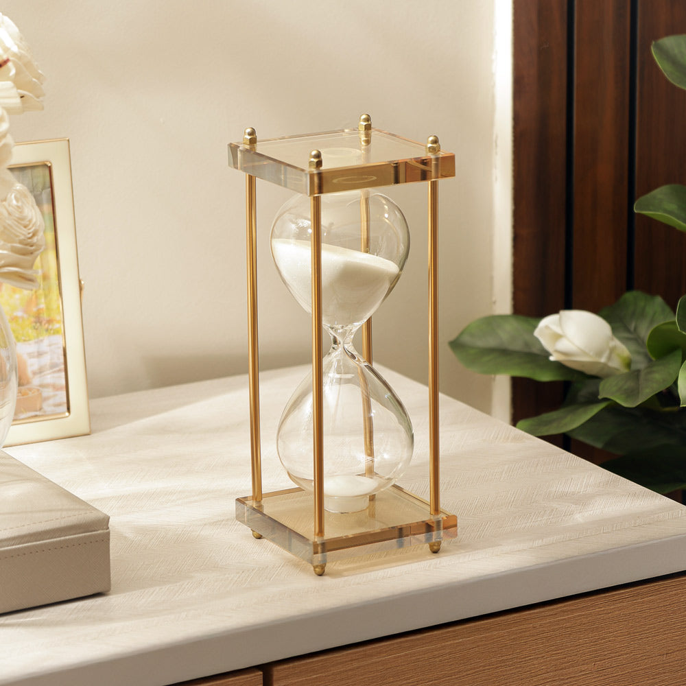Amos Framed Hourglass Medium - Gold White