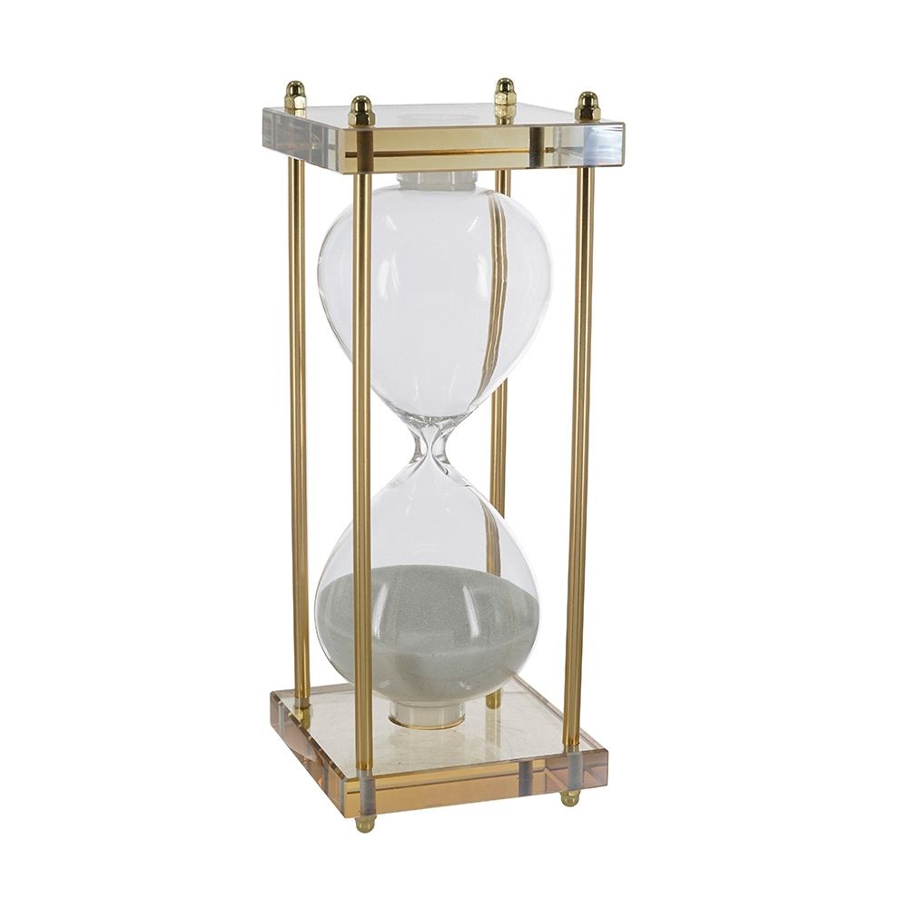 Amos Framed Hourglass Medium - Gold White