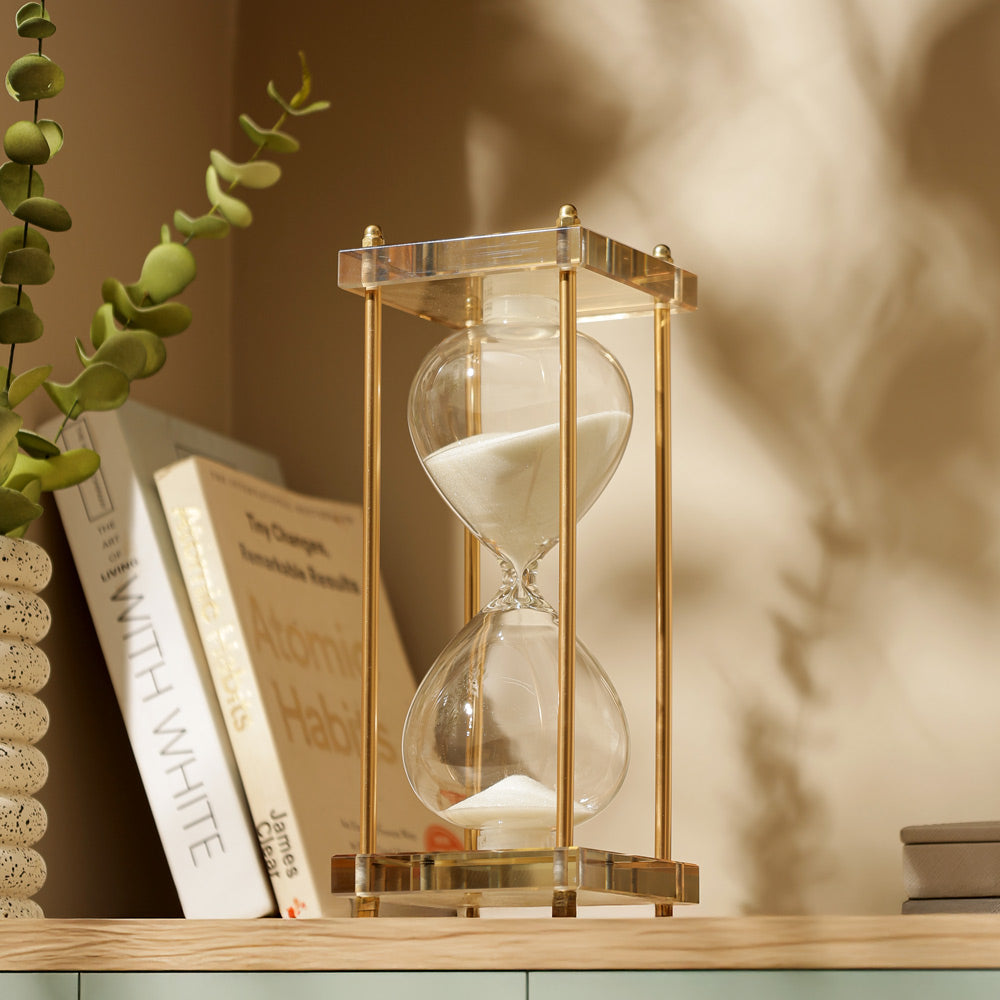 Amos Framed Hourglass Medium - Gold White