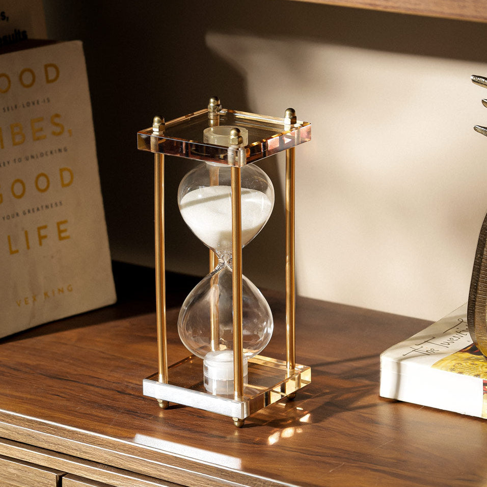 Amos Framed Hourglass Small - Gold White