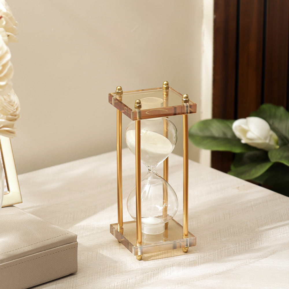 Amos Framed Hourglass Small - Gold White