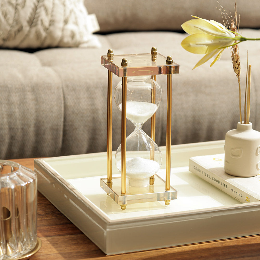 Amos Framed Hourglass Small - Gold White