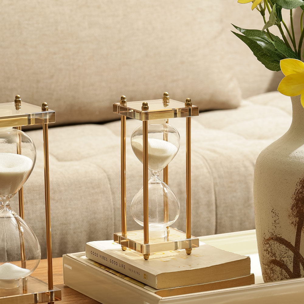 Amos Framed Hourglass Small - Gold White