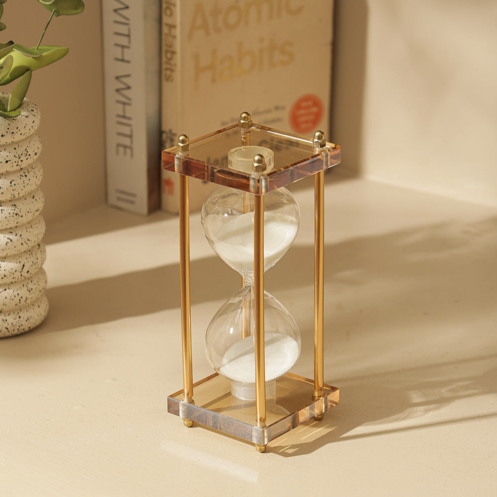 Amos Framed Hourglass Small - Gold White