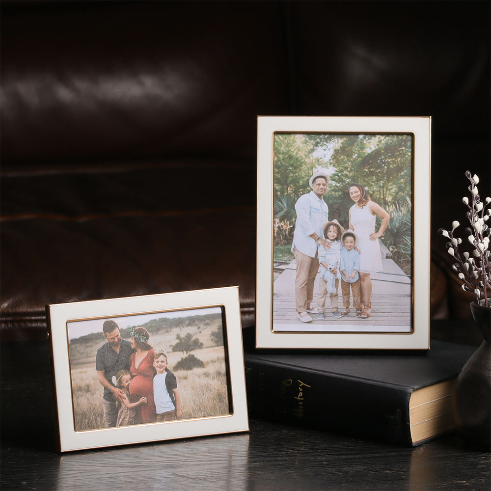 Andre Photo Frame Medium - White Gold