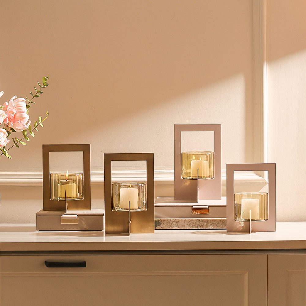 Anea Iron & Glass Lantern Medium - Gold