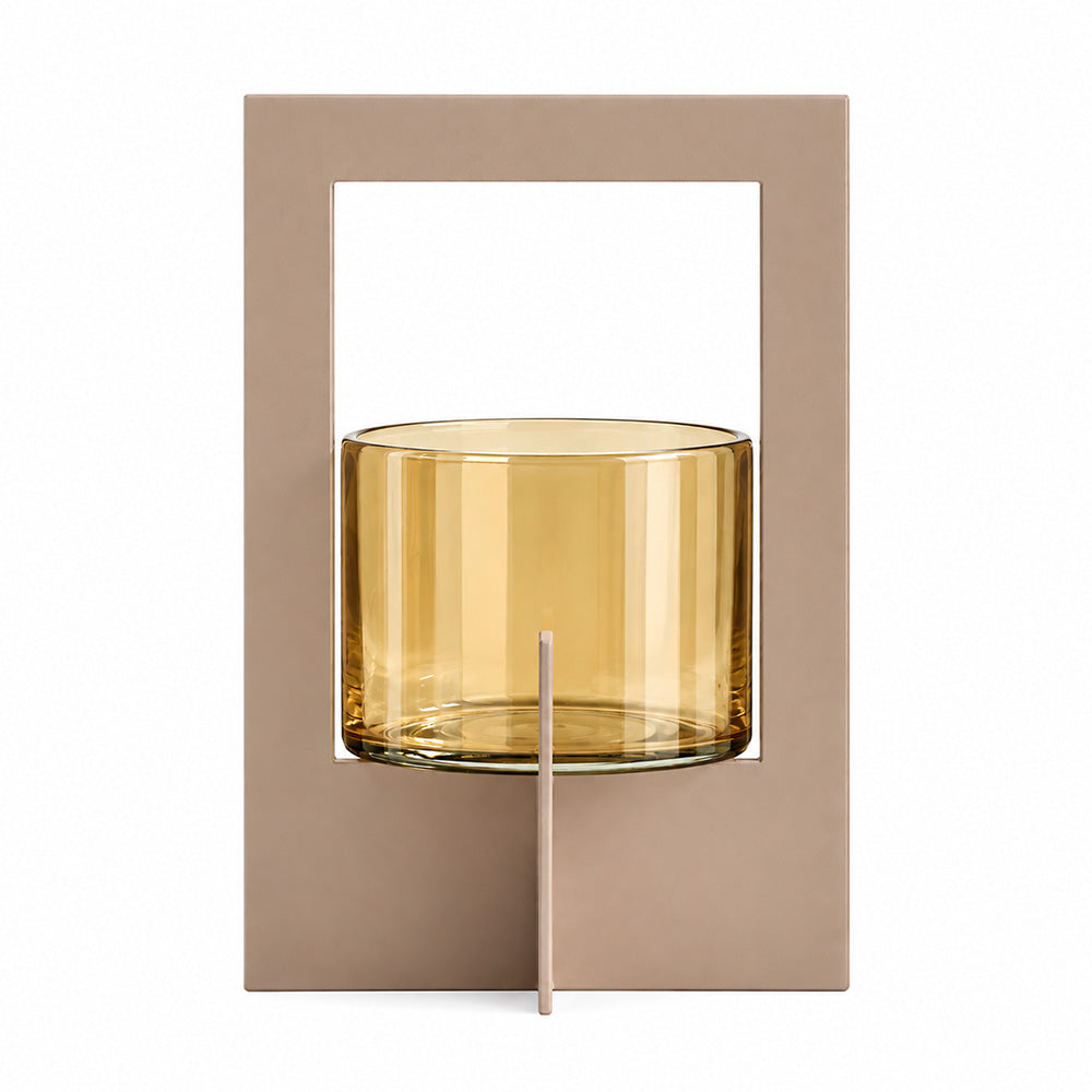 Anea Iron & Glass Lantern Medium - Taupe