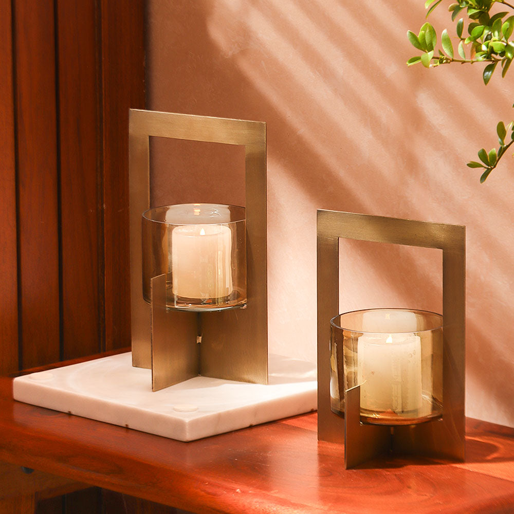 Anea Iron & Glass Lantern Medium - Gold