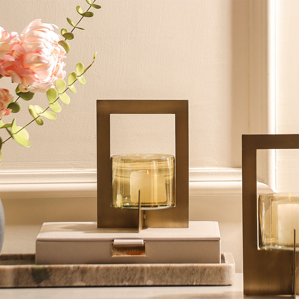 Anea Iron & Glass Lantern Small - Gold