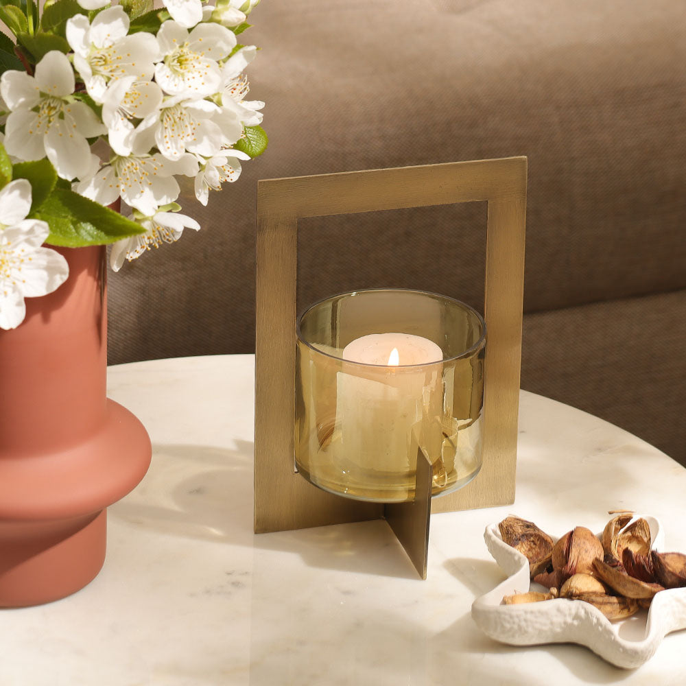 Anea Iron & Glass Lantern Small - Gold