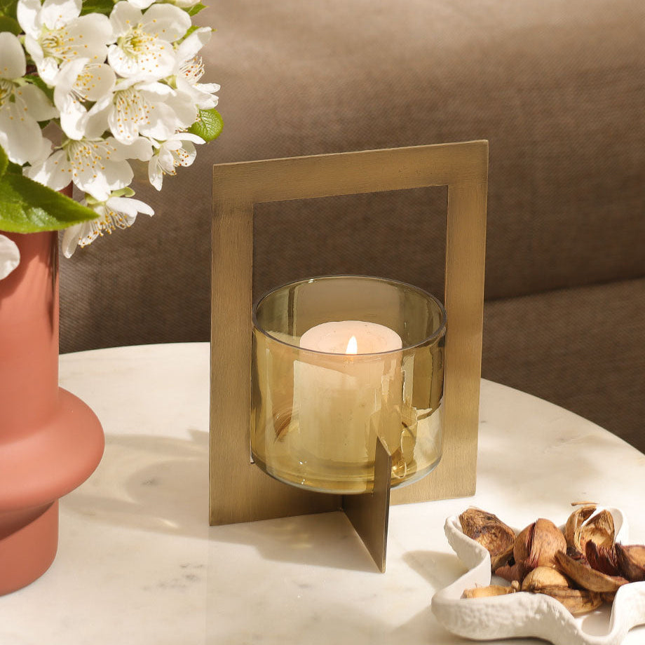 Anea Iron & Glass Lantern Small - Gold