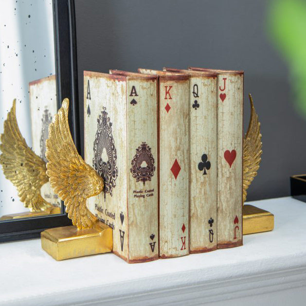 Angel Wings Bookends, Set of 2 - Antique Gold