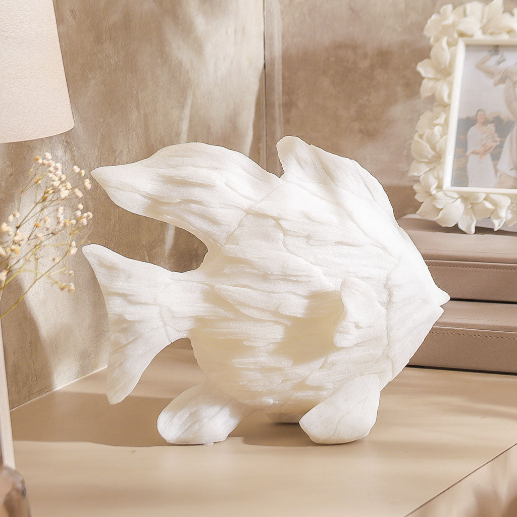 Angelfish Decorative Sculpture Large - Stone White
