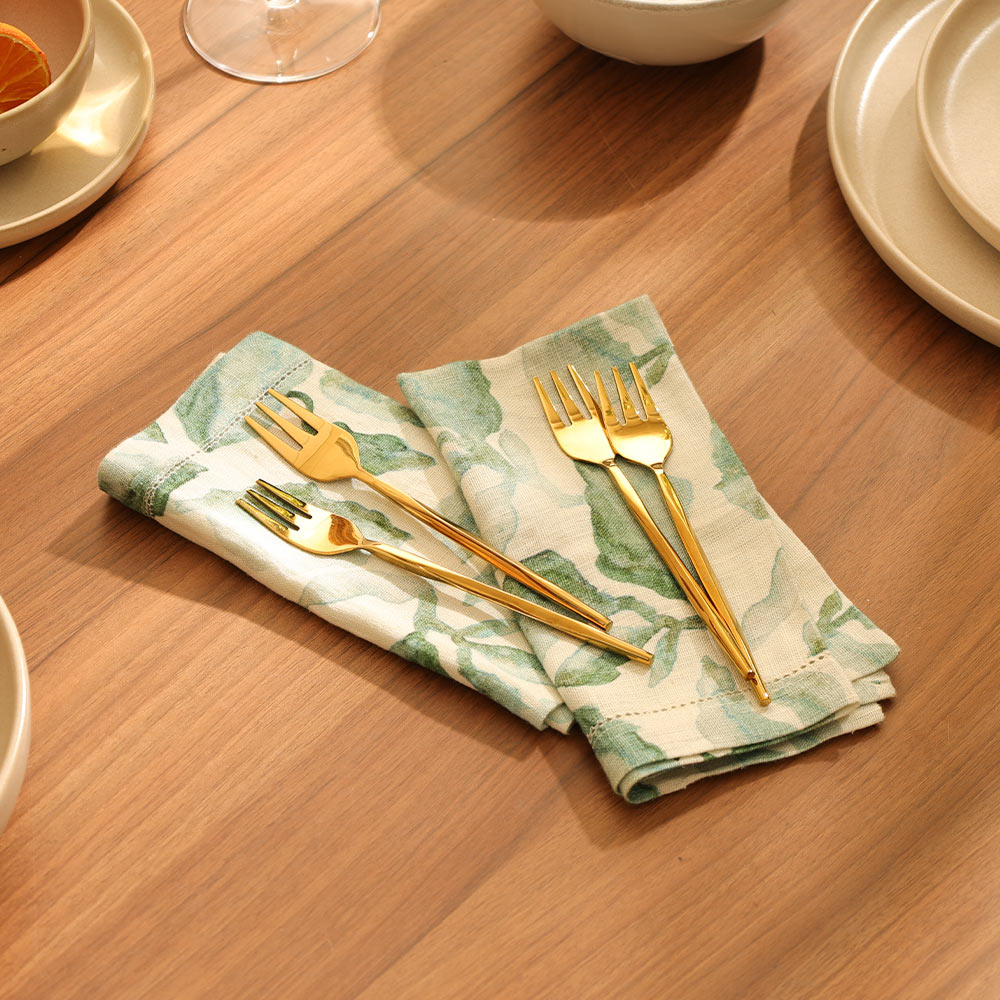 Anise Dessert Forks, Set of 6 - Gold