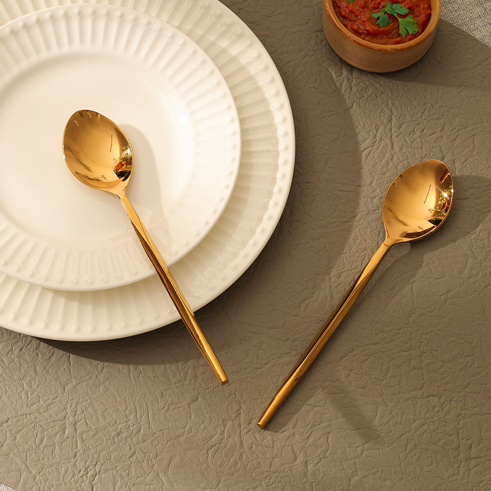 Anise Dessert Spoons, Set of 6 - Gold