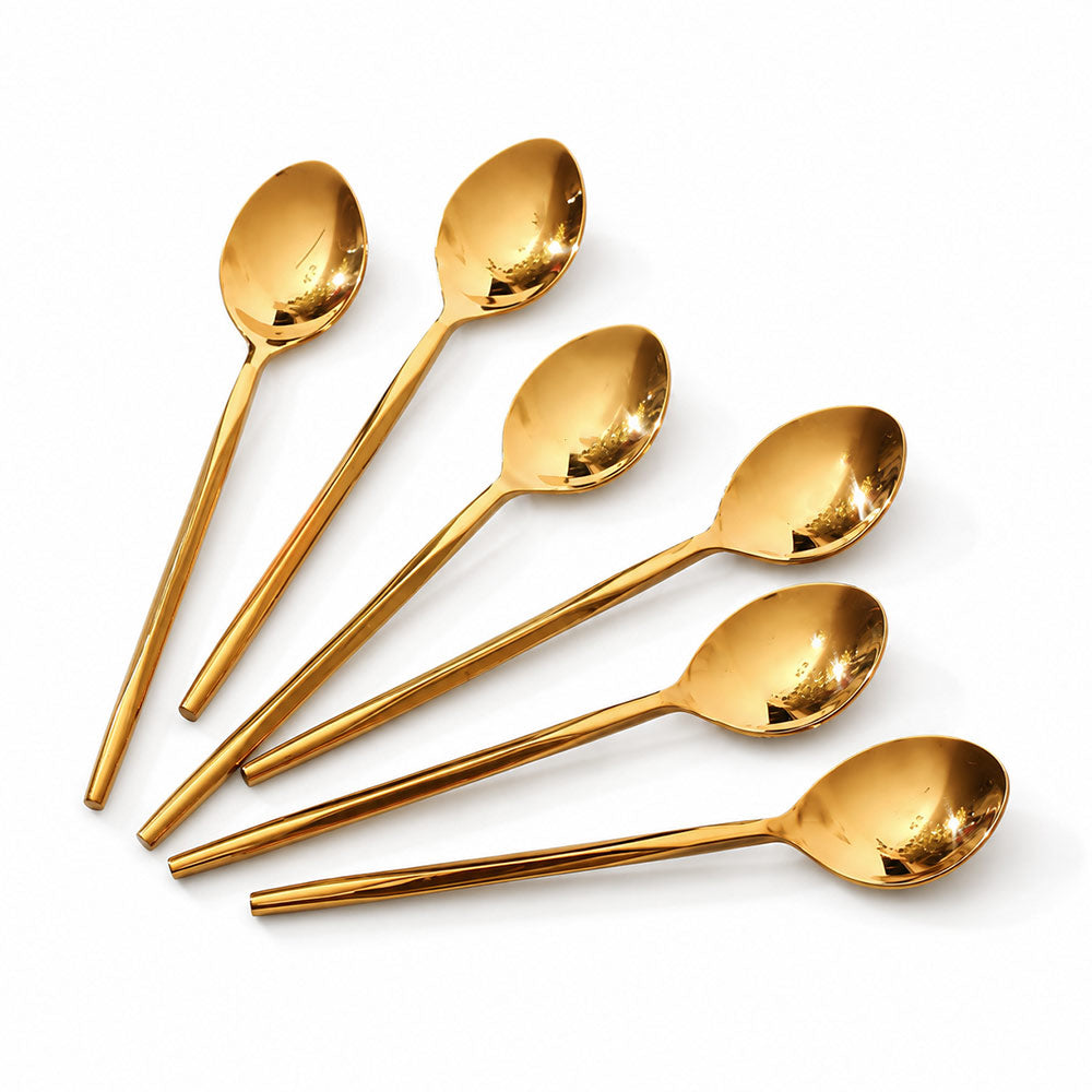 Anise Dessert Spoons, Set of 6 - Gold