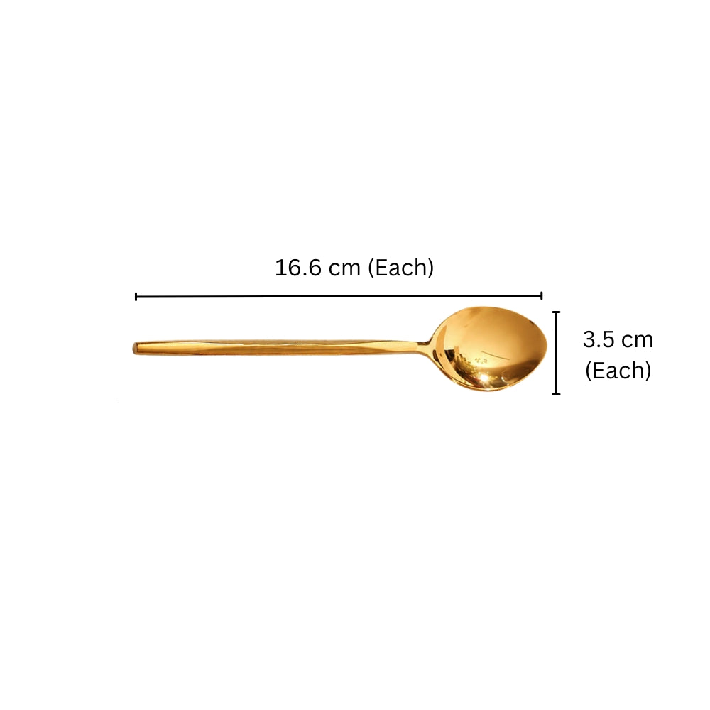 Anise Dessert Spoons, Set of 6 - Gold