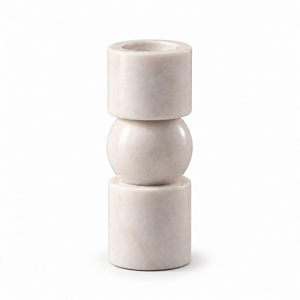Apres Marble Tealight Holder Medium - White